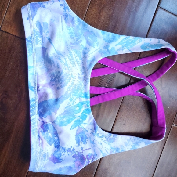 Brassière De Sport Ivivva à Bretelles Réglables - Imprimé Floral Violet - Taille M - Occasion Très Bon État